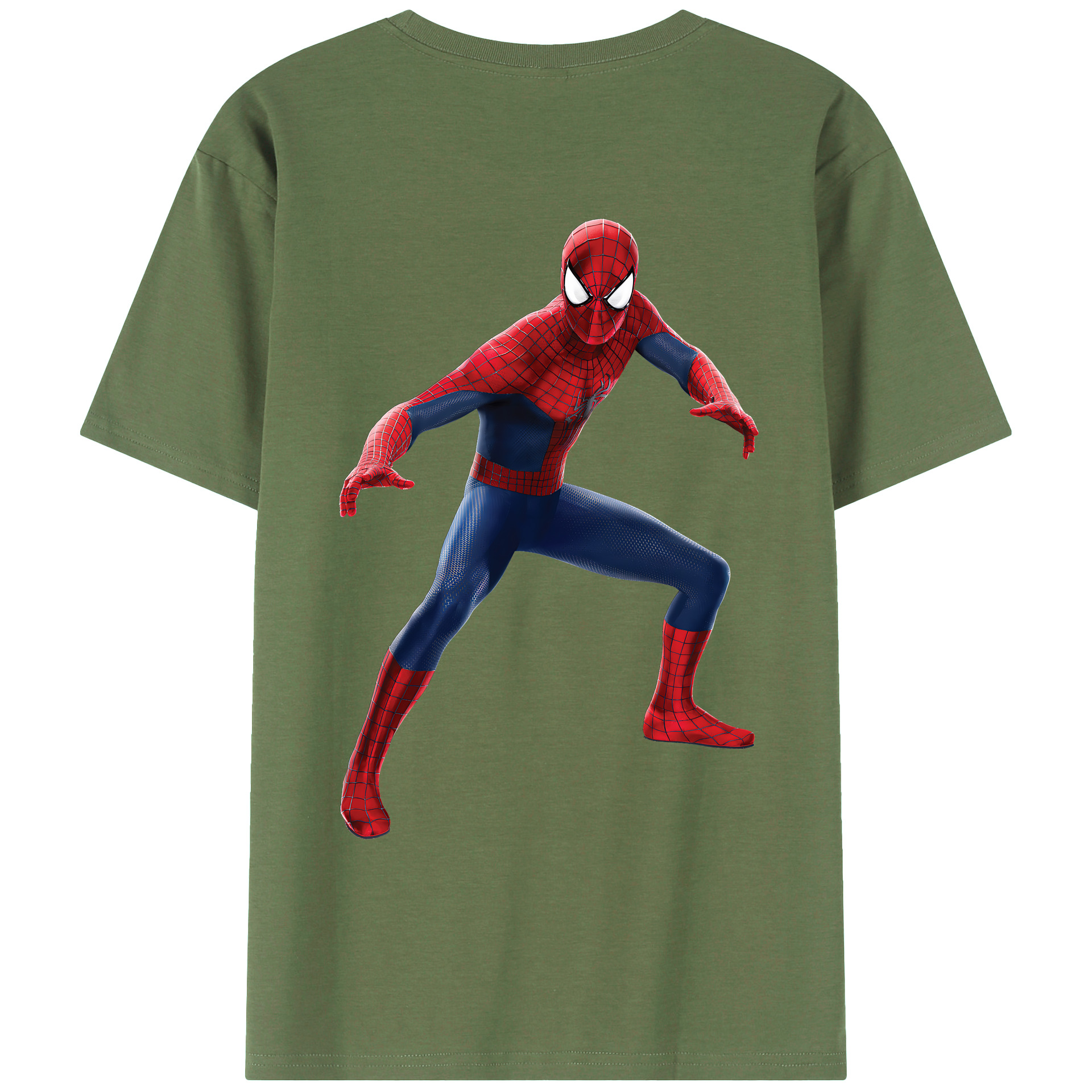 （画像用） Spider Man スパイダーマン 綿100％ メンズ半袖Tシャツ（バックプリント） 通気性